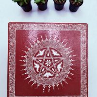 Hand-Painted Aipan Art Wooden Pooja Chowki