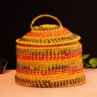Handmade Moonj Grass Lid Basket