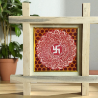 Hand-Painted Aipan Art Sacred Symbol Wall Décor