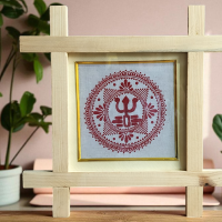 Hand-Painted Aipan Art Sacred Symbol Wall Décor