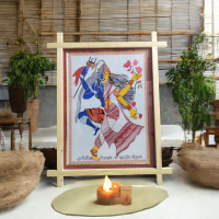 Hand Painted Shiv Shakti Aipan Art_Sacred Unison